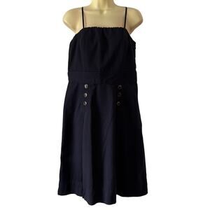 George By Mark Eisen Navy Blue Linen Look Dress Woman Size 12 Strapless